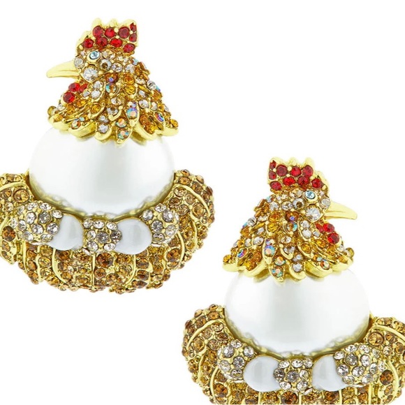 Heidi Daus 🆕 Chicken 🐔 omega pierced earrings - Picture 2 of 5